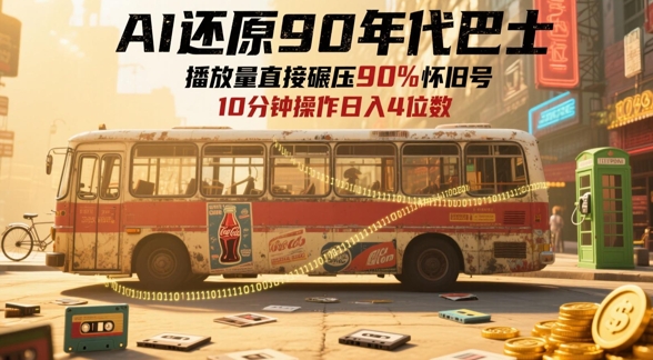 AI还原90年代巴士，一帧就让70后泪崩，播放量直接碾压90%怀旧号，每天操作十分钟，日入四位数-卿云社