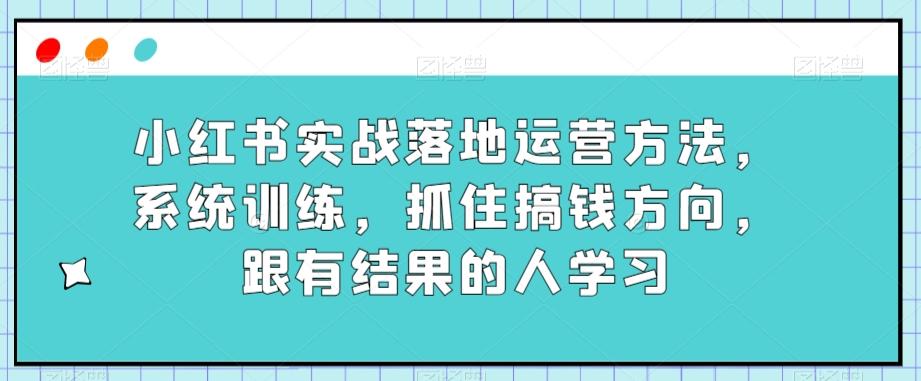 小红书实战落地运营方法，系统训练，抓住搞钱方向，跟有结果的人学习-卿云社