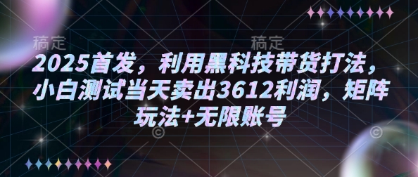 2025首发，利用黑科技带货打法，小白测试当天卖出3612利润，矩阵玩法+无限账号【揭秘】-卿云社