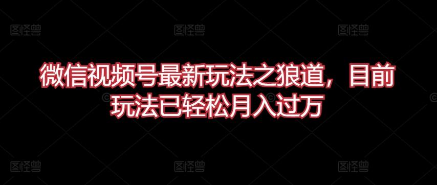 微信视频号最新玩法之狼道，目前玩法已轻松月入过万【揭秘】-卿云社