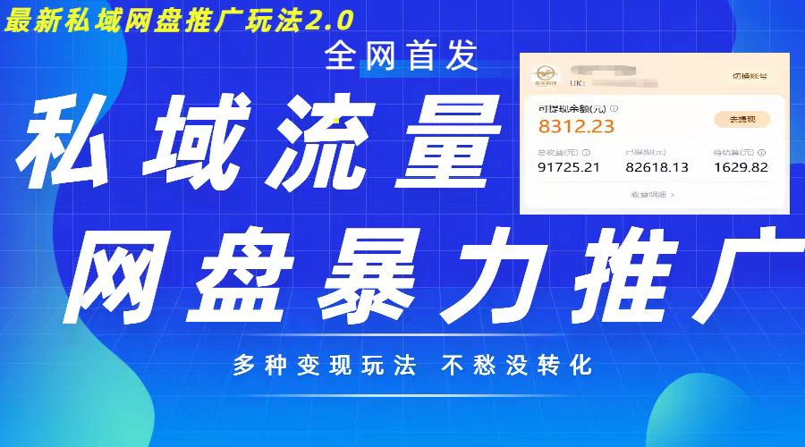 最新暴力私域网盘拉新玩法2.0，多种变现模式，并打造私域回流，轻松日入500+【揭秘】-卿云社
