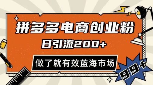 拼多多引流电商创业粉，日引200+，可矩阵放大，做了就有效【揭秘】-卿云社