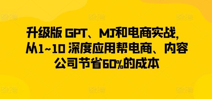 升级版 GPT、MJ和电商实战，从1~10 深度应用帮电商、内容公司节省60%的成本-卿云社