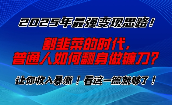 2025年最强变现思路，割韭菜的时代， 普通人如何翻身做镰刀？【揭秘】-卿云社
