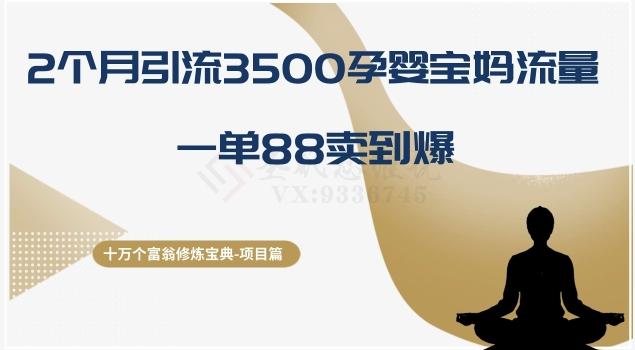 十万个富翁修炼宝典之13.2个月引流3500孕婴宝妈流量，一单88卖到爆-卿云社