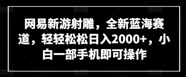 网易新游射雕，全新蓝海赛道，轻轻松松日入2000+，小白一部手机即可操作【揭秘】-卿云社