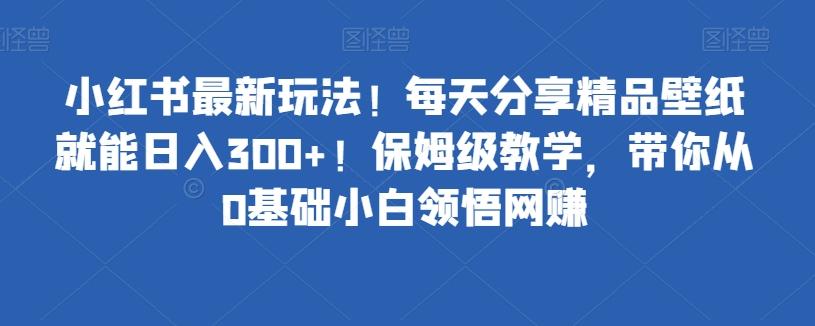 小红书最新玩法！每天分享精品壁纸就能日入300+！保姆级教学，带你从0基础小白领悟网赚-卿云社